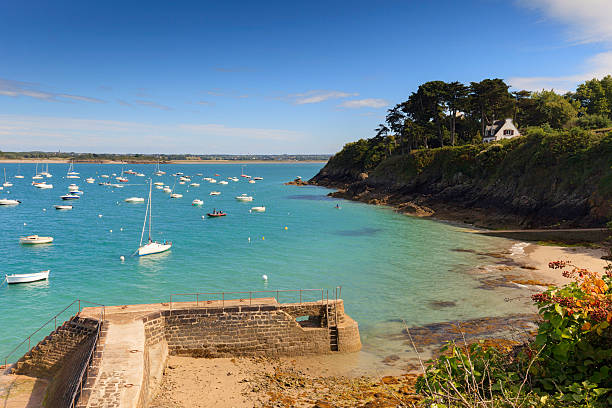 coastal scenery along the coast of Brittany stock photo