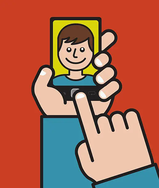 Vector illustration of Taking selfie with smart phone