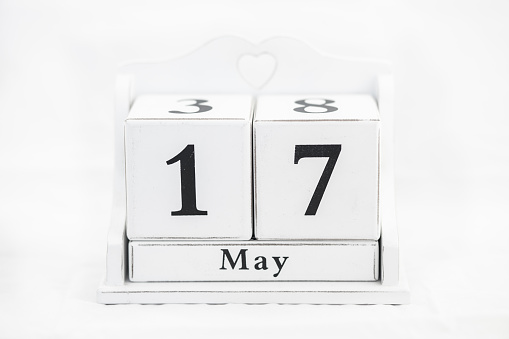 calendar may number cube wood