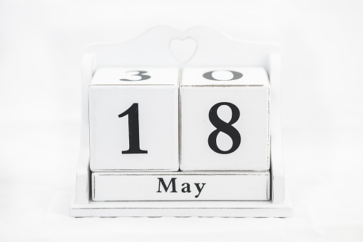 calendar may number cube wood