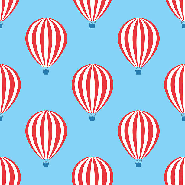 illustrazioni stock, clip art, cartoni animati e icone di tendenza di mongolfiera seamless pattern. - balloon moving up child flying