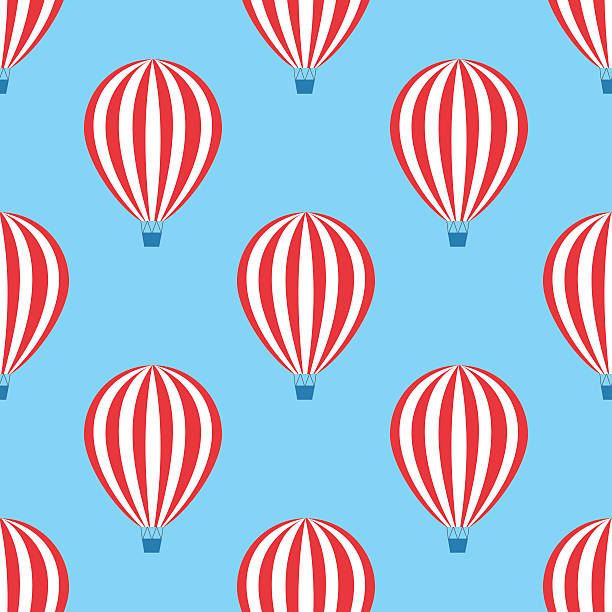 ilustrações, clipart, desenhos animados e ícones de balão de ar quente padrão sem emendas. - balloon moving up child flying