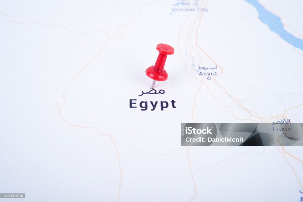Map with a pin Map with a pin stuck marking the country of egypt Accuracy Stock Photo