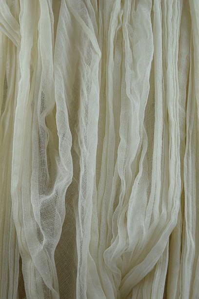 istock Draped Vintage White Cheesecloth Fabric Gauzy Rumpled Background Backdrop 509670962