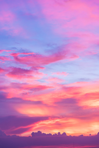 Sweet pastel sunset. The sky is in pink and blue color