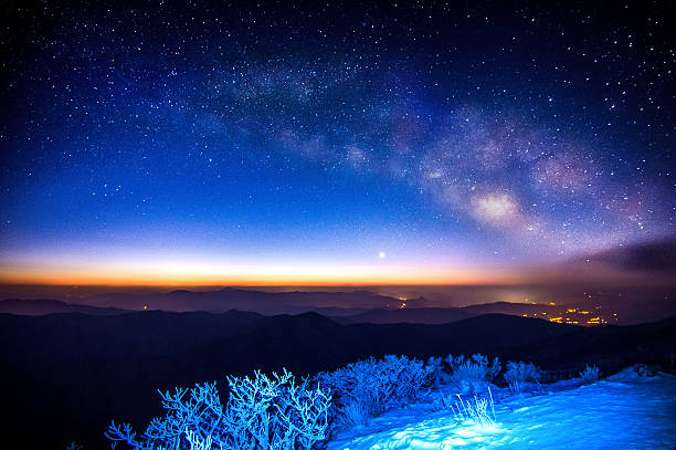 istock Milky Way Galaxy over Mountain at Night, Deogyusan mountain. 509680490