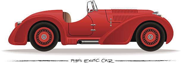 thirties スポーツ車 - porsche classic sports car obsolete点のイラスト素材／クリップアート素材／マンガ素材／アイコン素材