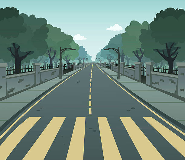 ilustraciones, imágenes clip art, dibujos animados e iconos de stock de carril de peatones - middle of road