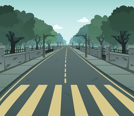Cartoon vector of a pedestrian lane on a road