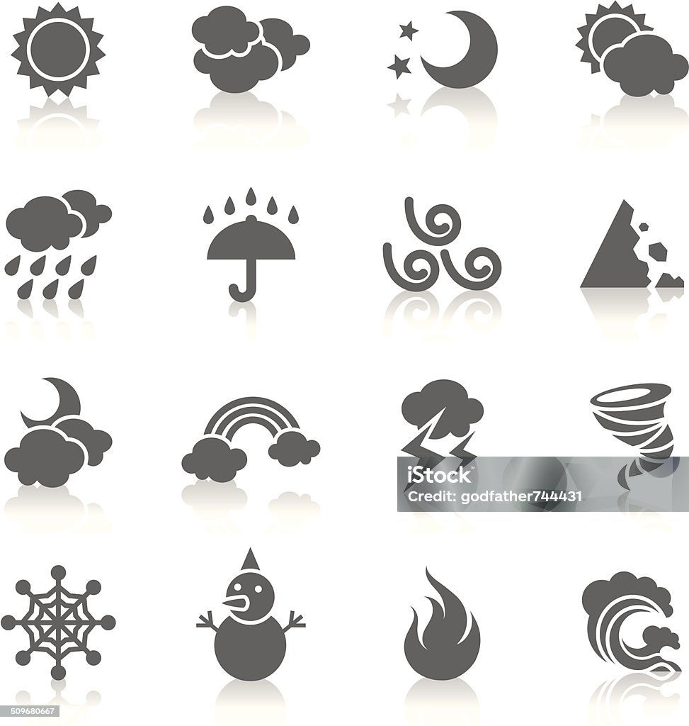 Weather Icons Different kinds of weather icons. Black And White stock vector