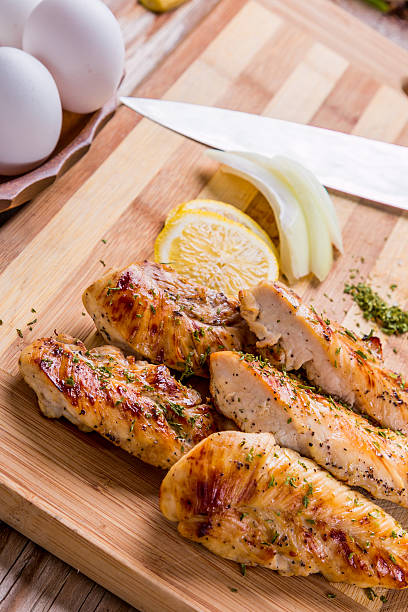 istock grilled white meat chicken breast, chicken strips 509681192