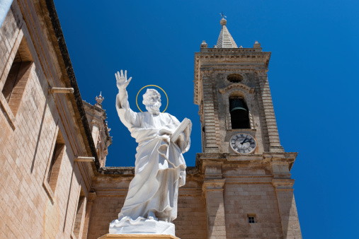 St Paul statue near Balzan church in Malta