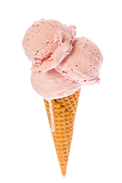 istock strawberry ice cream in a cone on white background 509681252