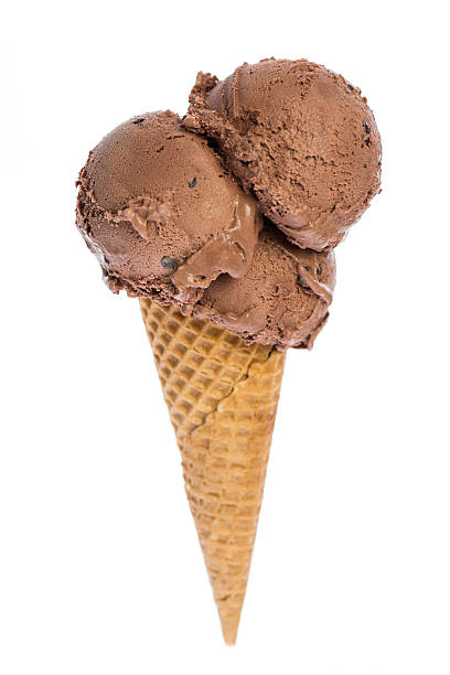 istock ice cream cone with three scoops of chocolate ice cream 509681270