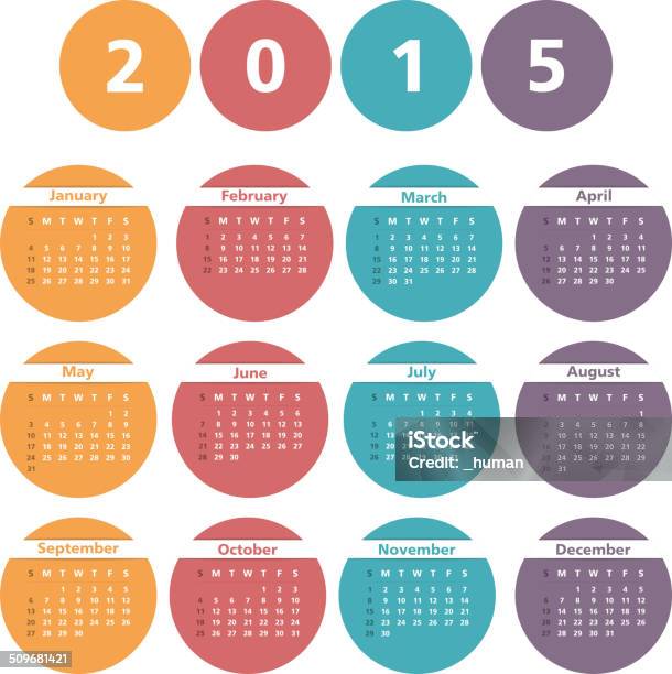 Calendar 2015 Stock Illustration - Download Image Now - 2015, April, August