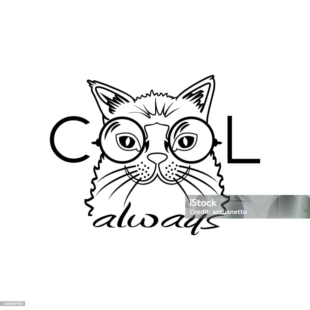 Vector Fashion Portrait of Hipster Cat in Big Glasses Vector Fashion Portrait of Hipster Cat in Big Glasses. Cool cat Animal stock vector