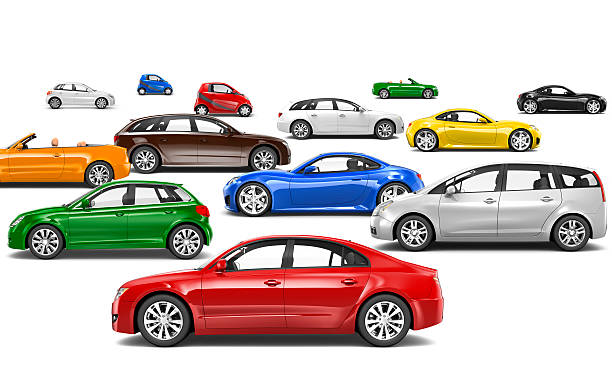3D Multicoloured Cars Parked on Different Directions