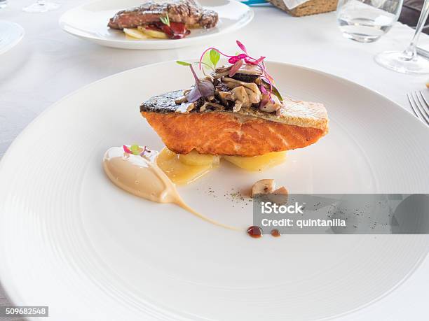 Salmon Modern Dish Stock Photo - Download Image Now - Gourmet, Food, Luxury