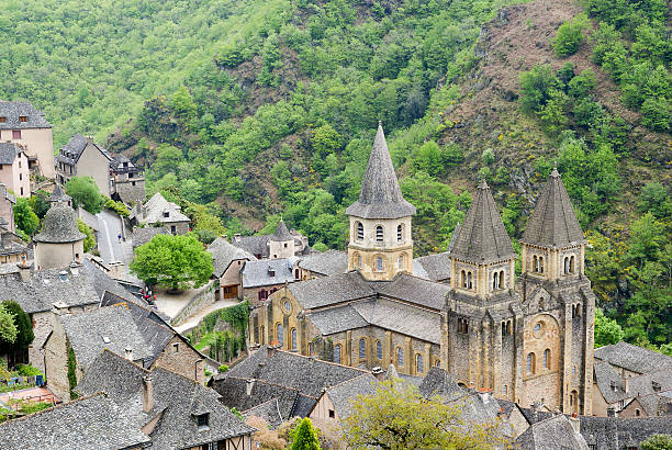 istock Top view to Conques, St James Way, France 509682811