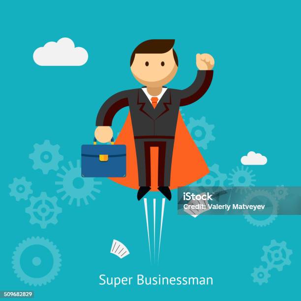Flying Super Businessman Cartoon Stock Illustration - Download Image Now - Adult, Business, Business Person