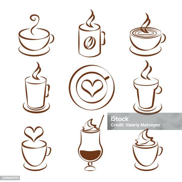 Set Of Coffee Cup Vector Symbols Stock Illustration - Download Image Now - Coffee Cup, Computer Graphic, Cup