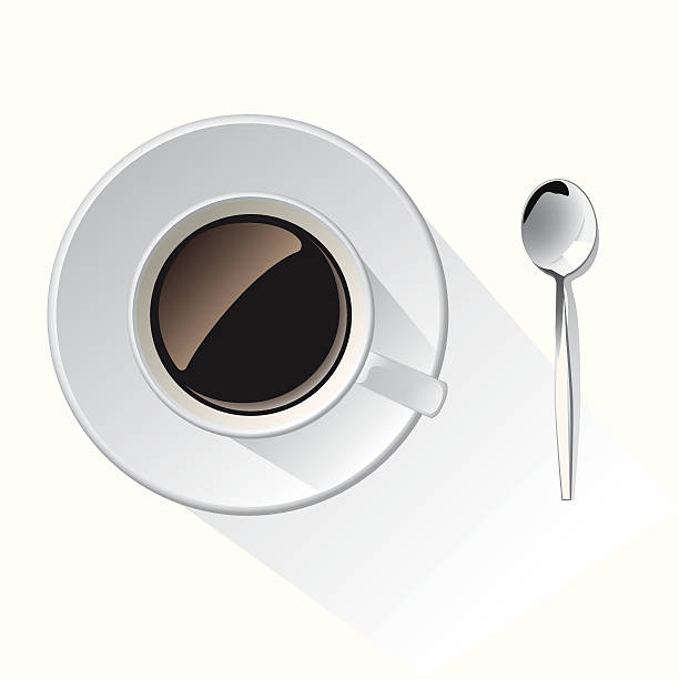Cup of coffee and spoon vector art illustration