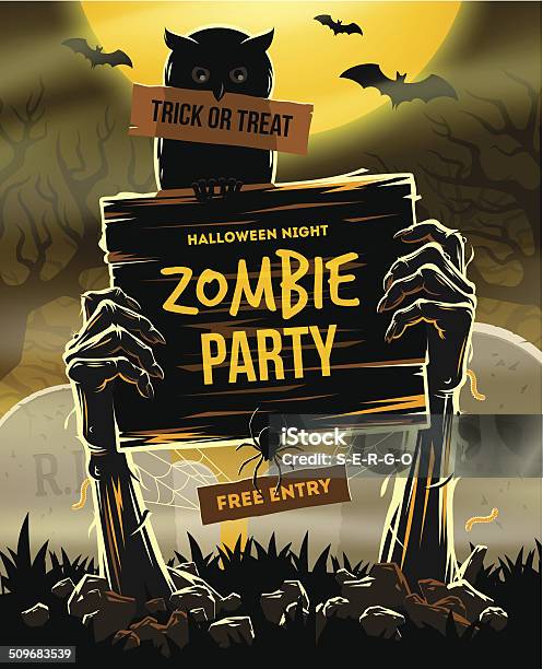 Halloween Illustrationen Zombiepartyeinladung Stock Vektor Art und mehr Bilder von Halloween - Halloween, Zombie, Spuk