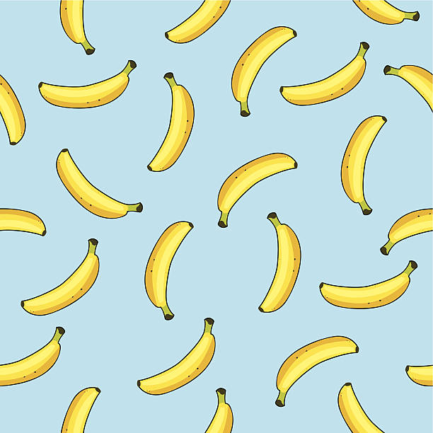 vector seamless pattern of bananas on blue background vector art illustration