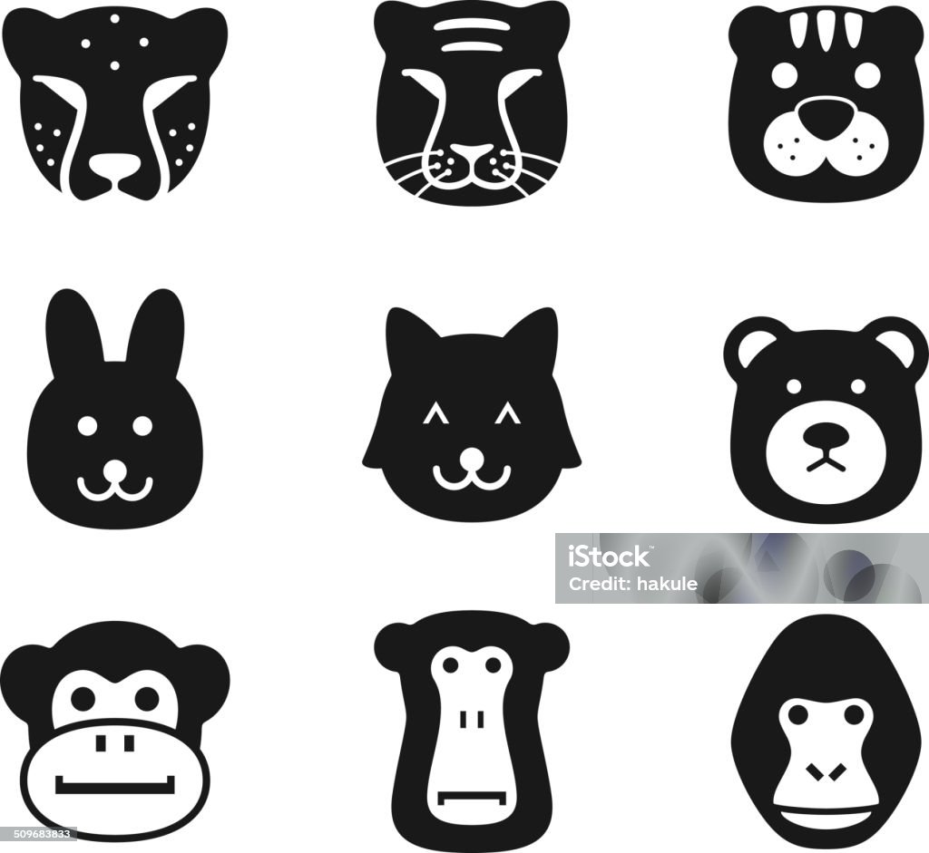 animal face icon set series Monkey stock vector