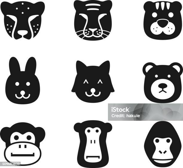 Animal Face Icon Set Series Stock Illustration - Download Image Now - Monkey, Bear, Ape