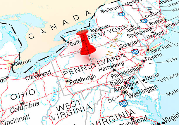 mapa de pensilvania - pensilvania fotografías e imágenes de stock