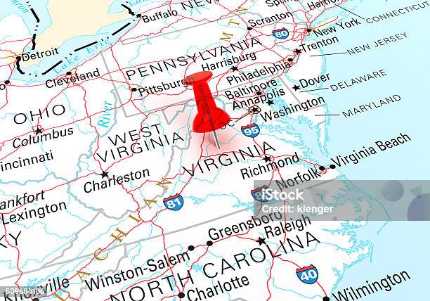 Virginia Map Stock Photo - Download Image Now - Virginia - US State, Map, North