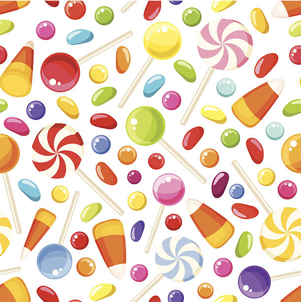 원활한 배경 할로윈 캔디. 벡터 일러스트레이션. - halloween candy candy corn backgrounds stock illustrations