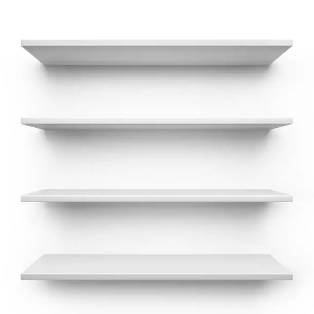 Shelves isolated on white background