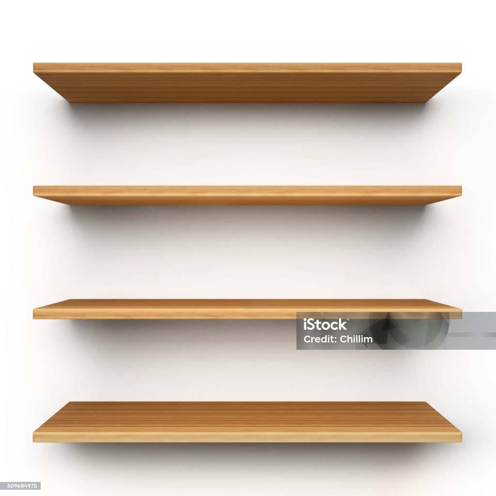 Shelves Wood shelves isolated on white background Shelf Stock Photo