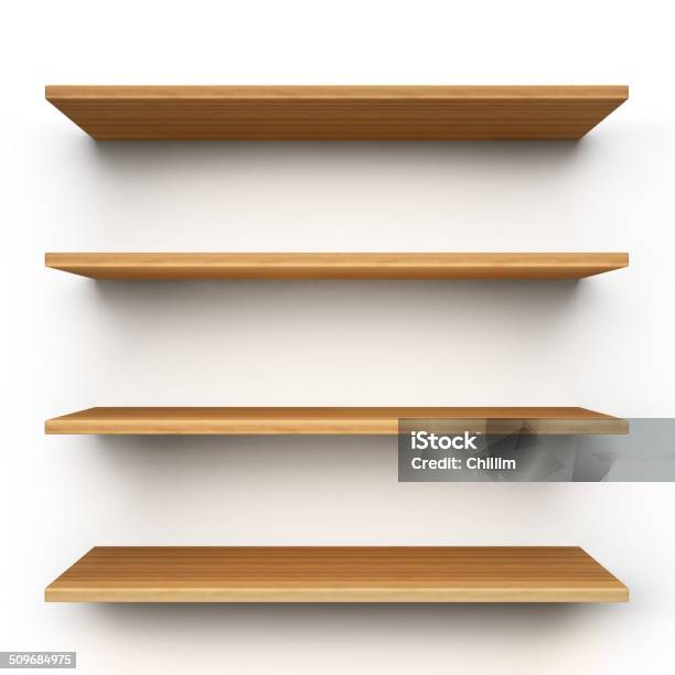 Shelves Stock Photo - Download Image Now - Shelf, White Background, Advertisement