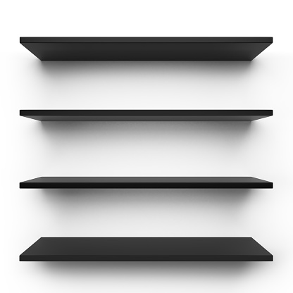 Black shelves isolated on white background