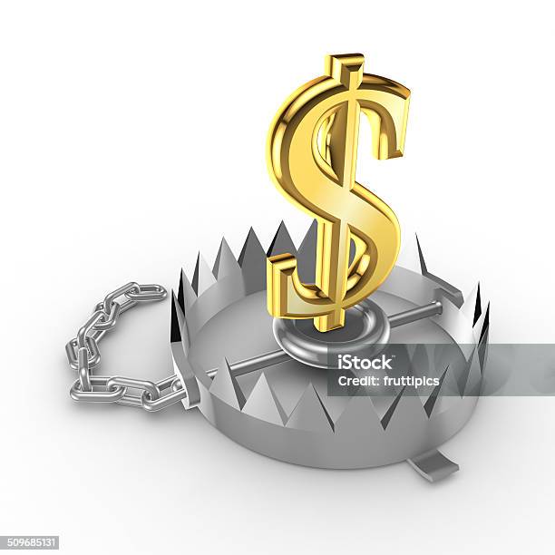 Golden Dollar Sign On A Trap Stock Photo - Download Image Now - Currency, Accidents and Disasters, Bankruptcy