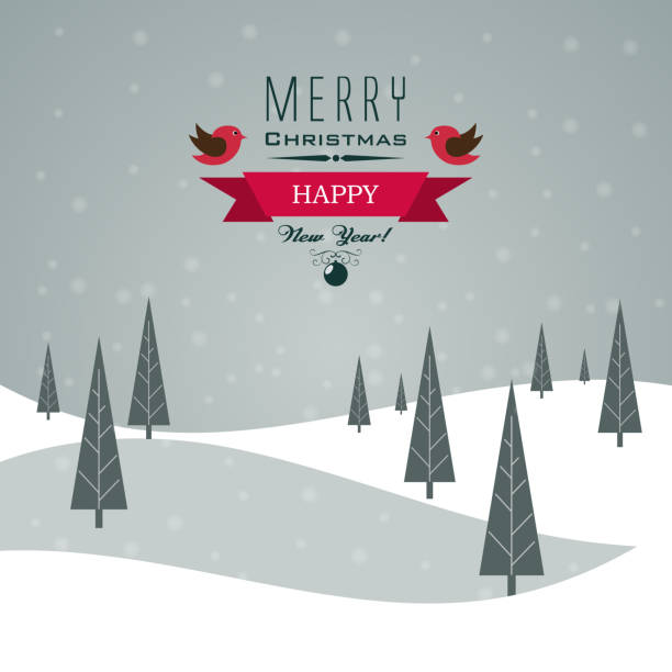 Merry Christmas Landscape vector art illustration