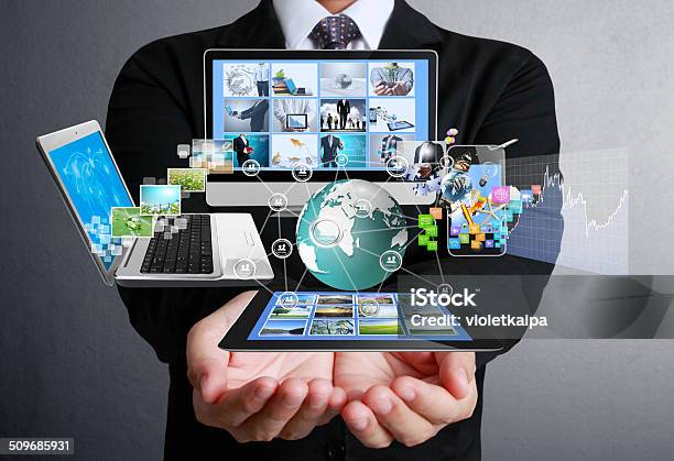 Technology In The Hands Stock Photo - Download Image Now - Adult, Business, Businessman