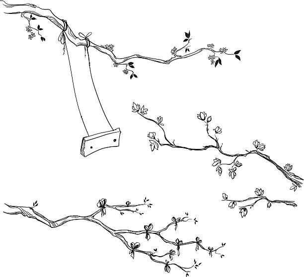 illustrations, cliparts, dessins animés et icônes de doodle arbre branches.  branche avec votre swing - magnolia tree blossom spring