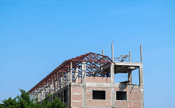 istock Construction and Roof in progress to new house 509687262