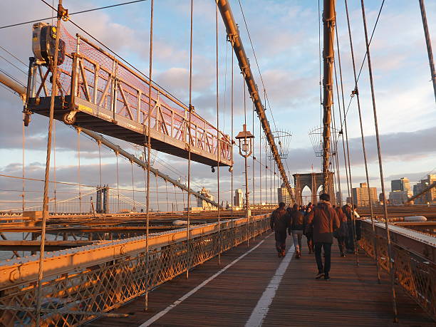 Sunset Stroll Along Brooklyn Bridge New York