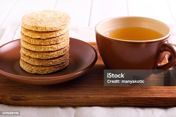 Coconut Biscuits And Cup Of Tea Stock Photo - Download Image Now - Baked, Baked Pastry Item, Breakfast