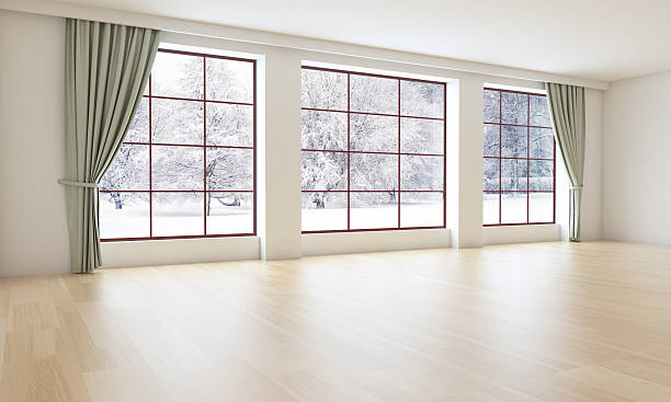 istock Empty Living Room / Office Interior With Winter Scene 509689028