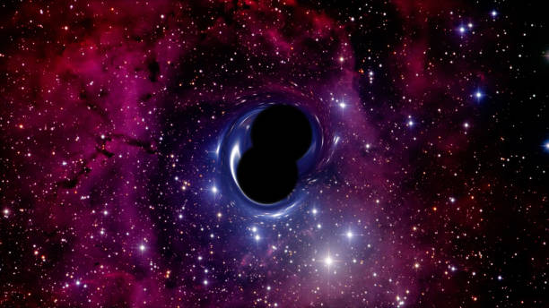 Colliding binary black hole system stock photo