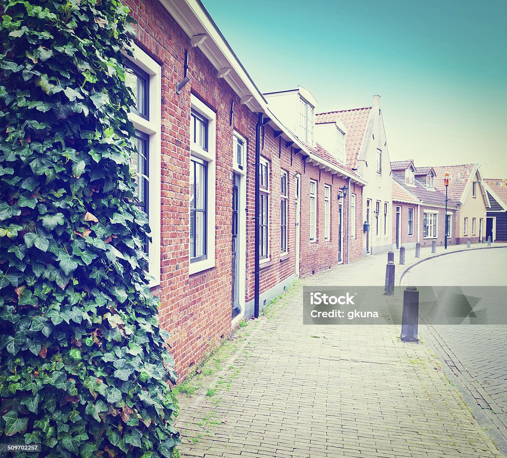 Street Street in the Dutch Medieval City, Retro Effect Alley Stock Photo