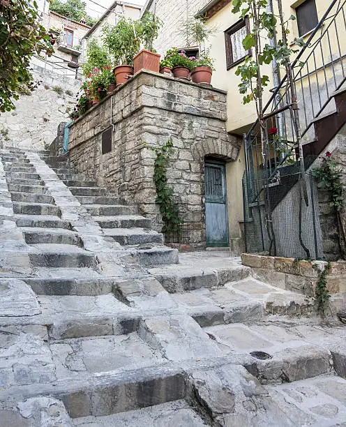 One of the uphill streets of Castelmezzano, a village in the province of Potenza among the thirty-seven most beautiful in Italy. It is impossible not to be fascinated by the splendid and ethereal beauty of this town nestled among the high spires of the Lucanian Dolomites.