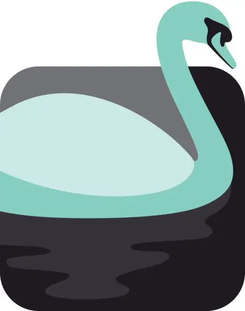 Vector illustration of white swan bird flat icon