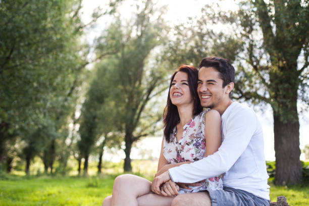 istock Smiling couple having fun in the park. 509710628
